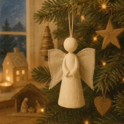 Porcelain Angel Ornament on Advent Christmas Tree