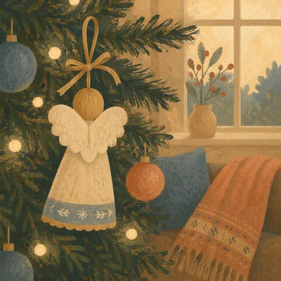 Handmade Angel Ornament on Christmas Tree
