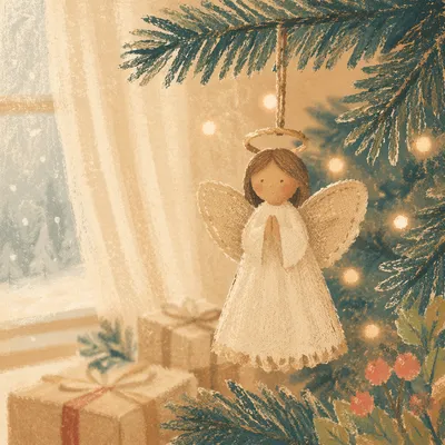 Handmade Angel Ornament on Christmas Tree