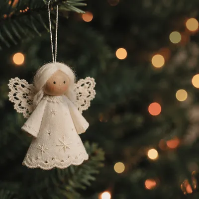 Handmade Angel Ornament in Soft Christmas Light