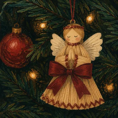 Handmade Angel Ornament on Cozy Christmas Tree