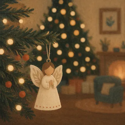 Handmade Angel Ornament in Soft Christmas Light