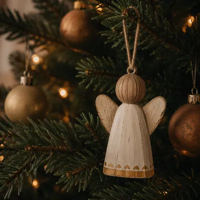 Handmade Angel Ornament in Soft Christmas Light