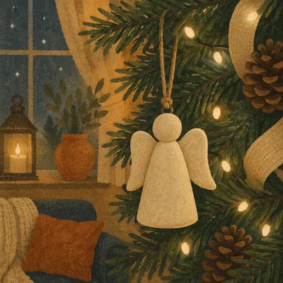Handmade Angel Ornament on Christmas Tree