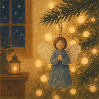 Soft Light Angel Ornament on Christmas Tree