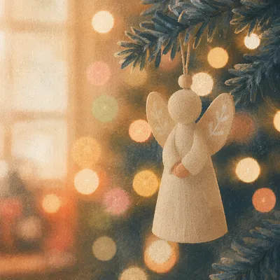 Soft Angel Ornament on Christmas Tree