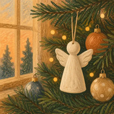 Handmade Angel Ornament on Christmas Tree
