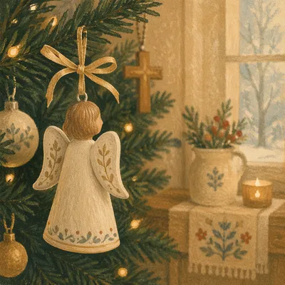 Handmade Angel Ornament in Soft Christmas Light