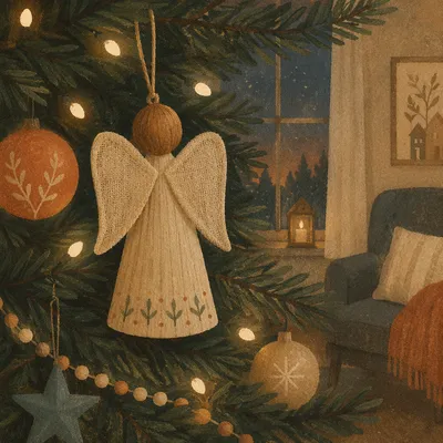 Handmade Angel Ornament on Christmas Tree