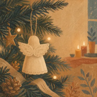 Handmade Angel Ornament on Christmas Tree