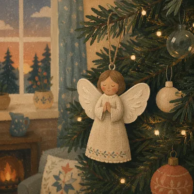 Soft Light Angel Ornament on Christmas Tree