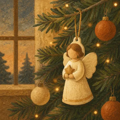 Soft Light Angel Ornament on Christmas Tree