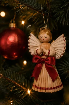 Handmade Angel Ornament on Christmas Tree