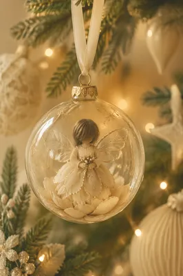 Soft Light Angel Ornament on Christmas Tree