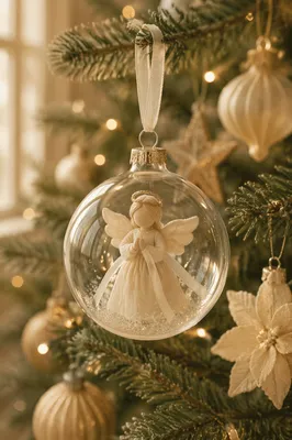 Soft Light Angel Ornament on Christmas Tree