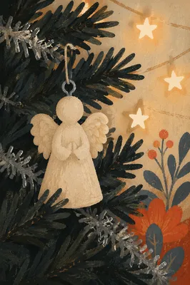 Ivory Angel Ornament on Christmas Tree