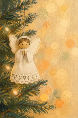 Handmade Angel Ornament in Christmas Tree Glow