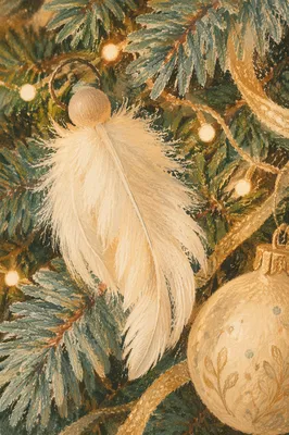 Angel Feather Ornament in Christmas Tree