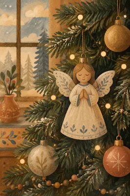Porcelain Angel Ornament in Soft Christmas Light
