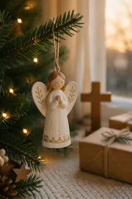 Soft Light Angel Ornament on Christmas Tree
