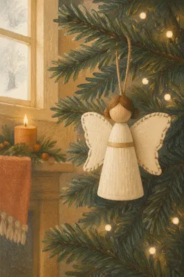 Handmade Angel Ornament on Christmas Tree