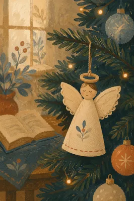 Handmade Angel Ornament on Christmas Tree