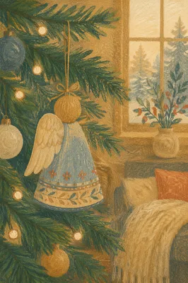 Handmade Angel Ornament on Christmas Tree