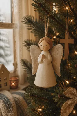 Handmade Angel Ornament on Christmas Tree