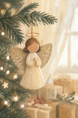 Handmade Angel Ornament on Christmas Tree