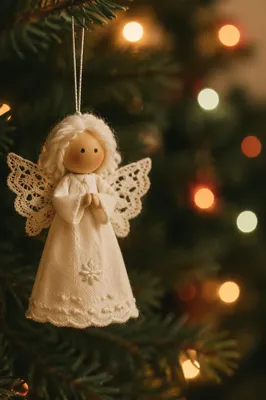 Handmade Angel Ornament in Soft Christmas Light