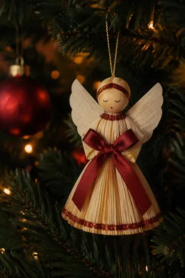 Handmade Angel Ornament on Christmas Tree