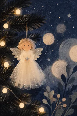 Handmade Angel Ornament in Soft Christmas Light
