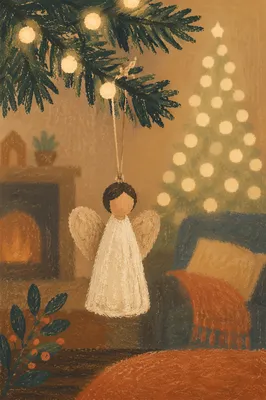 Handmade Angel Ornament in Soft Christmas Light