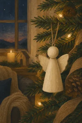 Handmade Angel Ornament in Christmas Tree Glow