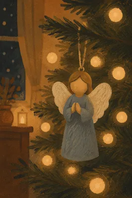 Soft Light Angel Ornament on Christmas Tree