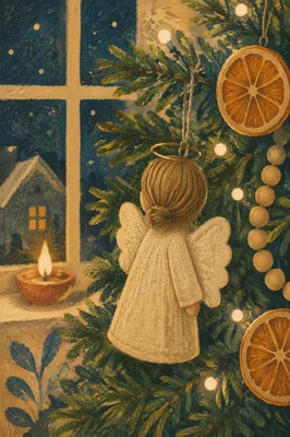 Handcrafted Angel Ornament on Christmas Tree