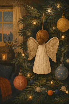 Handmade Angel Ornament on Christmas Tree