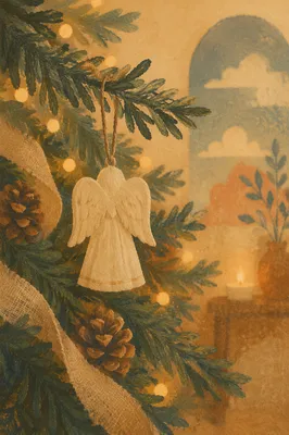 Handmade Angel Ornament on Christmas Tree