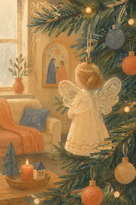 Handmade Angel Ornament on Christmas Tree