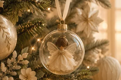 Soft Light Angel Ornament on Christmas Tree