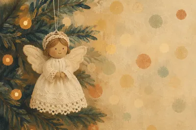 Handmade Angel Ornament in Warm Christmas Light