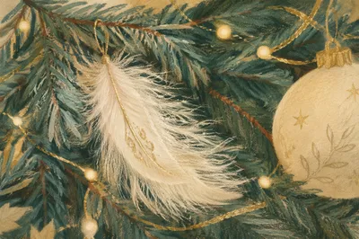 Angel Feather Ornament in Soft Christmas Light