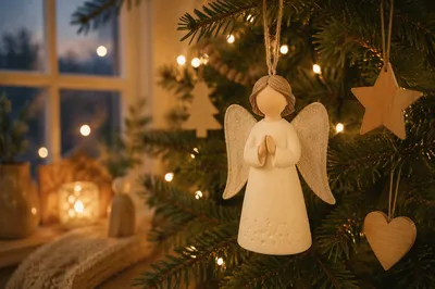 Soft Angel Ornament on Advent Christmas Tree