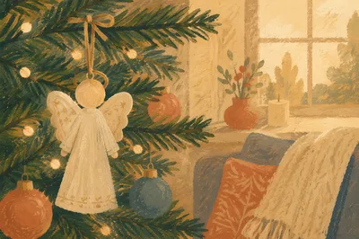 Handmade Angel Ornament on Christmas Tree
