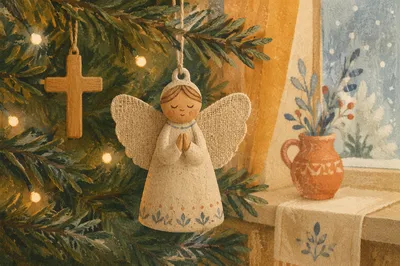 Handmade Angel Ornament on Christmas Tree