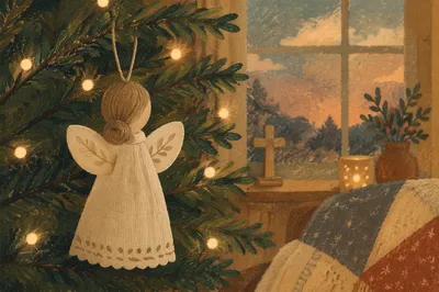 Handmade Angel Ornament on Christmas Tree