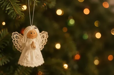 Handmade Angel Ornament in Soft Christmas Light