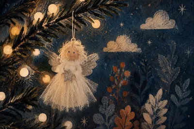 Handmade Angel Ornament on Christmas Tree
