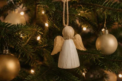 Handmade Angel Ornament on Christmas Tree