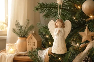 Soft Light Angel Ornament on Christmas Tree